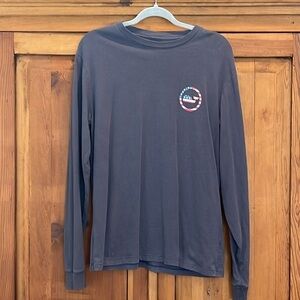 Vinyard Vines Dark Gray Red White + Blue Writing & Logo Long Sleeve T Shirt S
